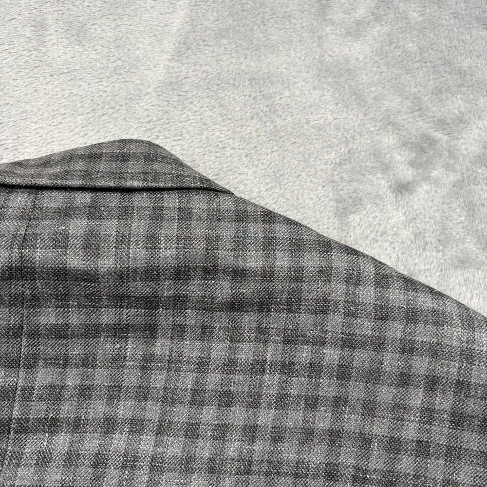 Jos A Bank Signature 40R Sport Coat Gray Plaid Wool Silk Linen Blazer NWT